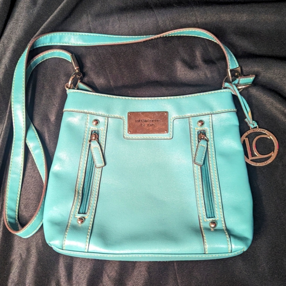 Teal colored Liz Claiborne crossbody bag